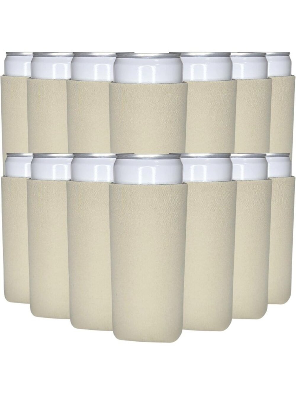 Bulk Slim Can Cooler Sleeves, 50-Pack, Blank Champagne Beige, Perfect for